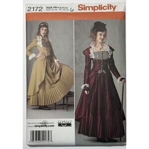 Victorian Era Steampunk Costume Sewing Pattern Simplicity 2172 HH SZ 6-8-10-12